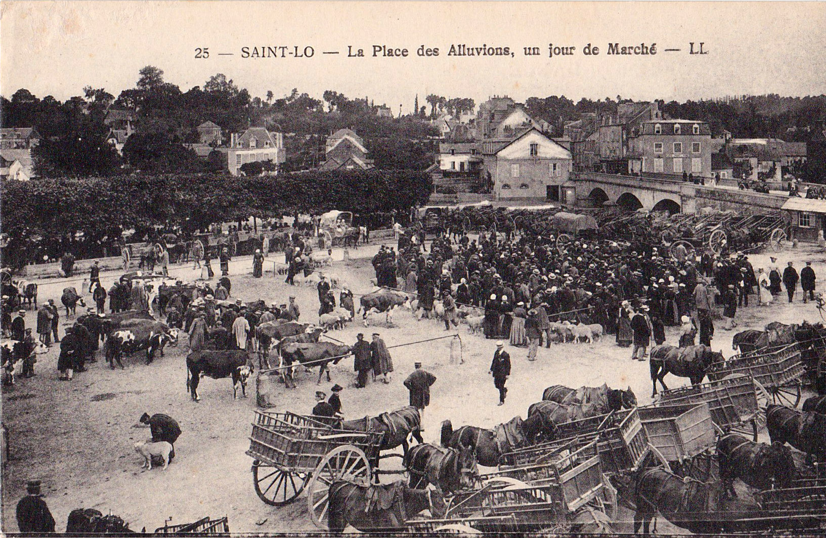Saint-Lo - La Place des Alluvions un jour de marché